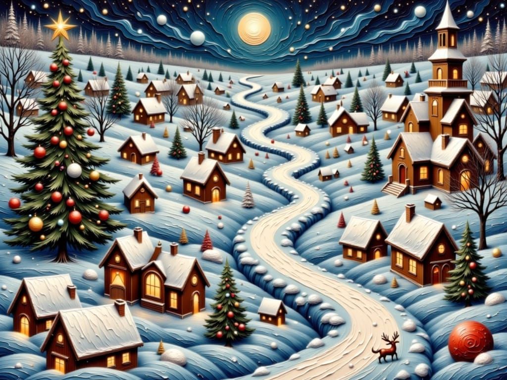 Winter: Rustic landscape with houses