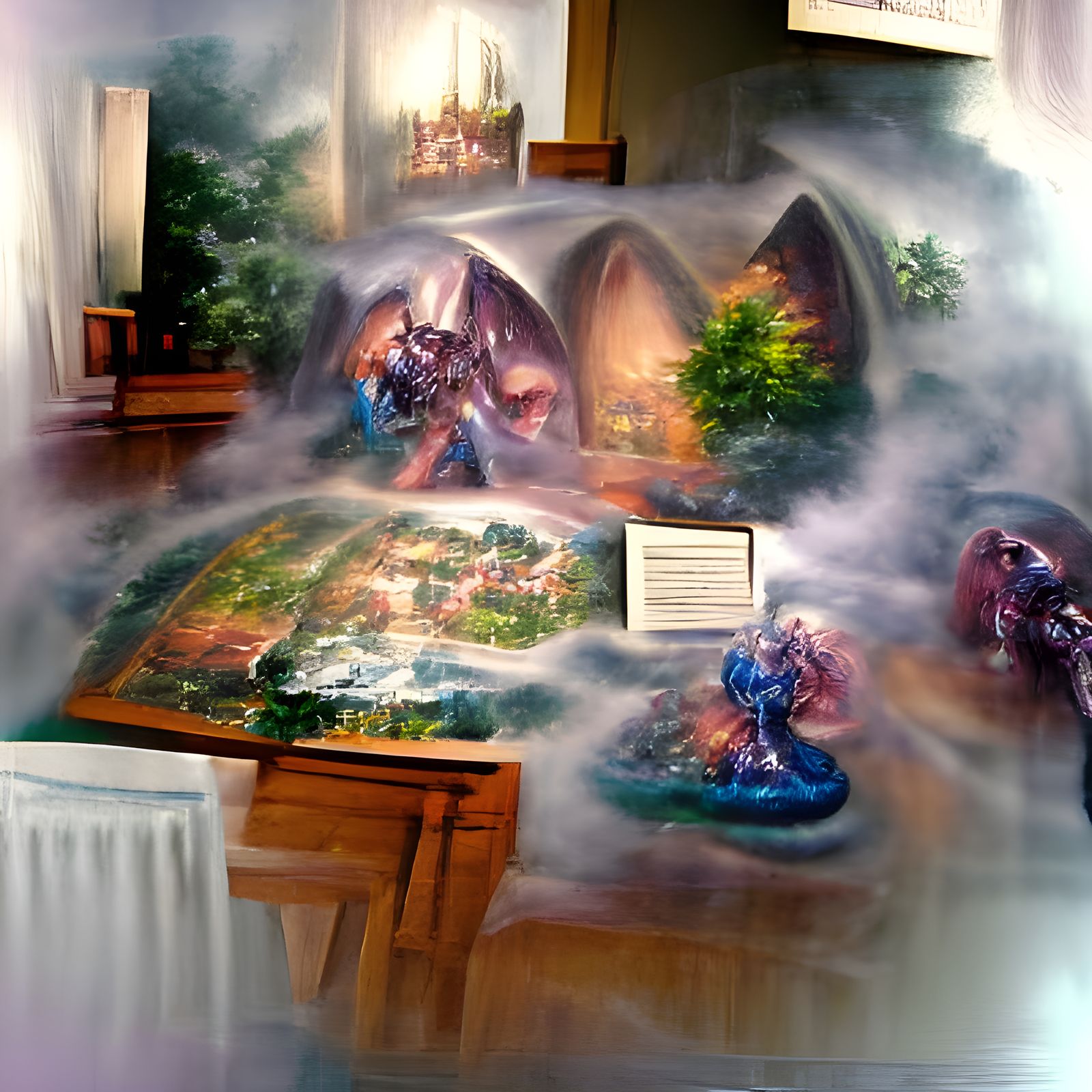 Ethereal Fantasy Landscape in Thomas Kinkade Style