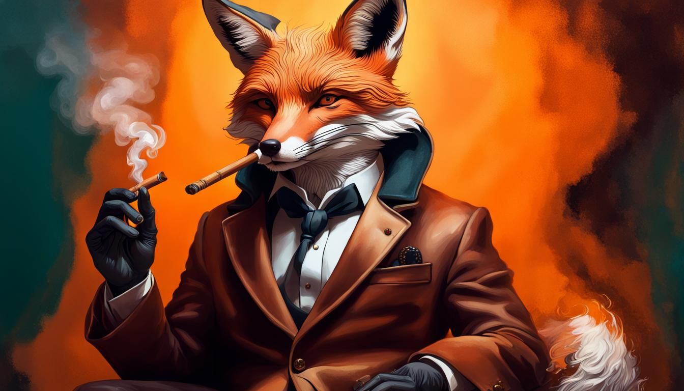 Fox in Smoking Coat: Hyperrealistic Concept Art