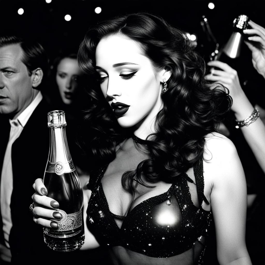 Black and white image of beautiful of Kat Dennings in the Cl...