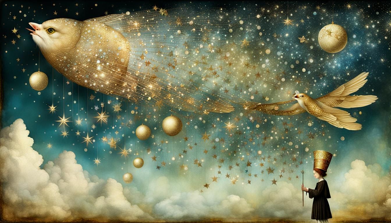 Heaven Sparkling in Surreal Collage Style