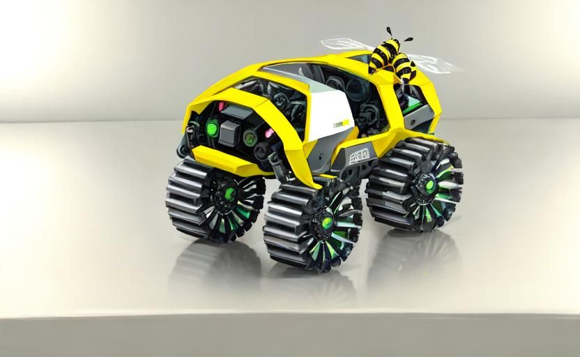Futuristic Robotic Bee Machine on Wheels