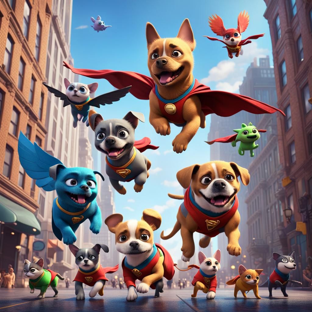 Super Pets League Takes Flight: 3D Digital Art