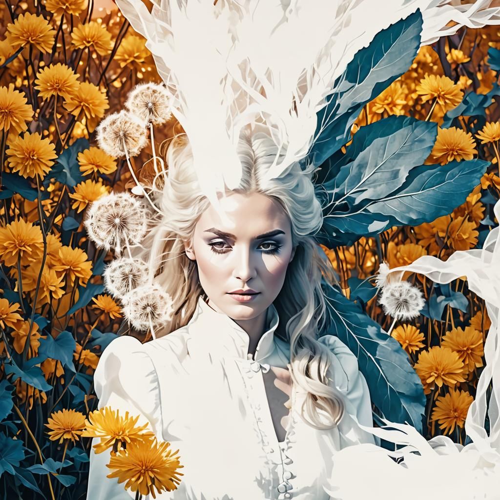 Surreal Infrared Portrait in a Dandelion Dreamscape
