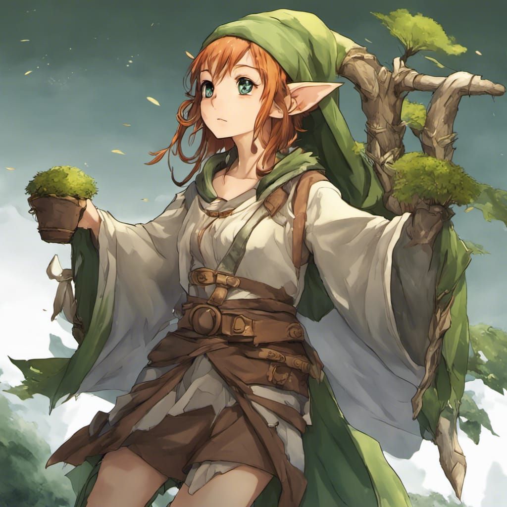 Halfling Druid in Anime Style