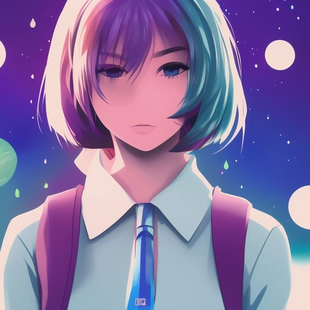 Anime Woman in Dystopian Space: Concept Art