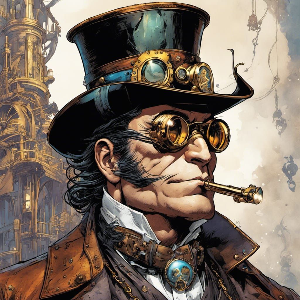 Steampunk Pirate Penguin Comic Book Cover Art