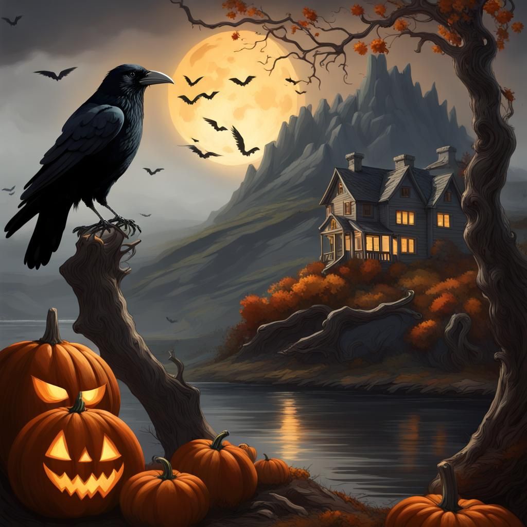 Spooky Scottish Croft House Halloween Scene