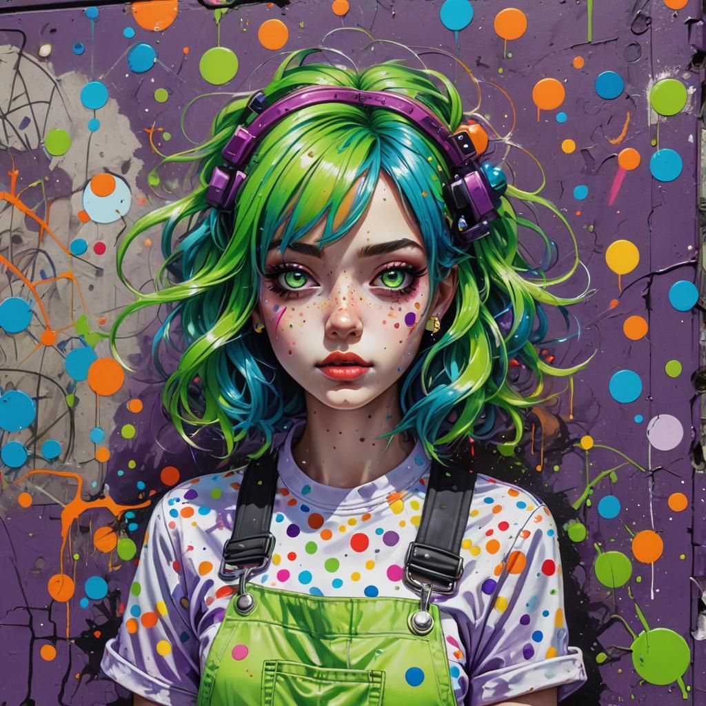 Colorful Candyland Girl in Graffiti Street Art Style