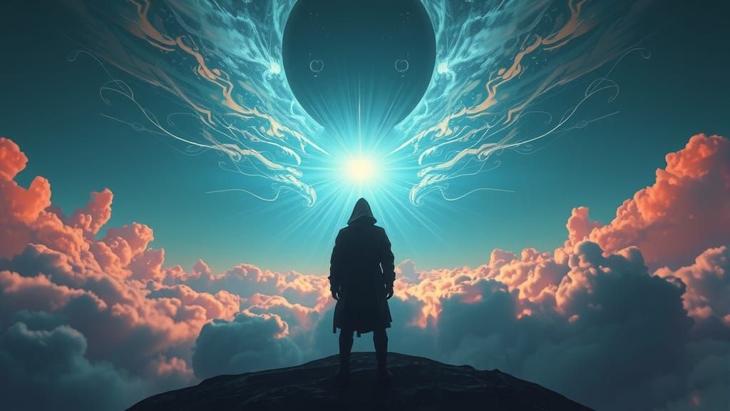 Darkness vs Light in Atmospheric Cyberpunk Landscape