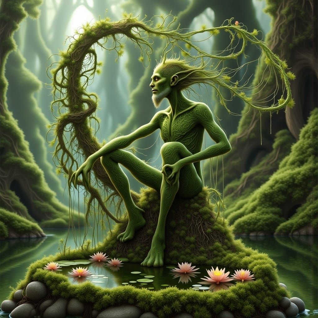 Ancient Forest Guardian in Moss and Filigree