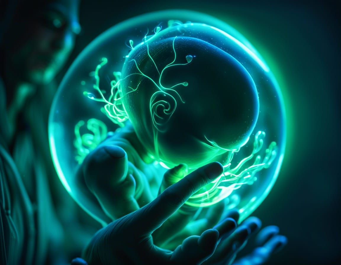 Glass Cloning Orb with Developing Fetus
