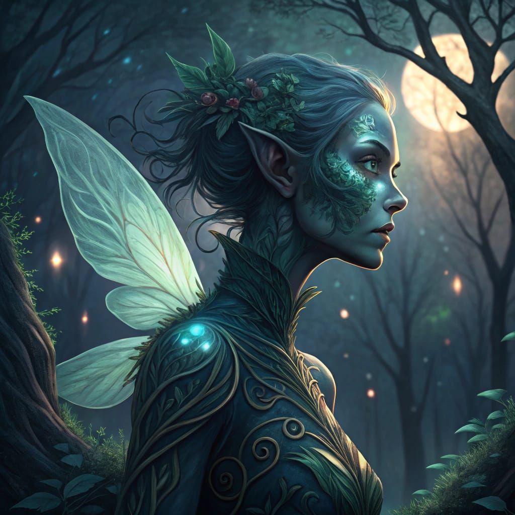 Mystical Fey Woman in Toxic Bloom