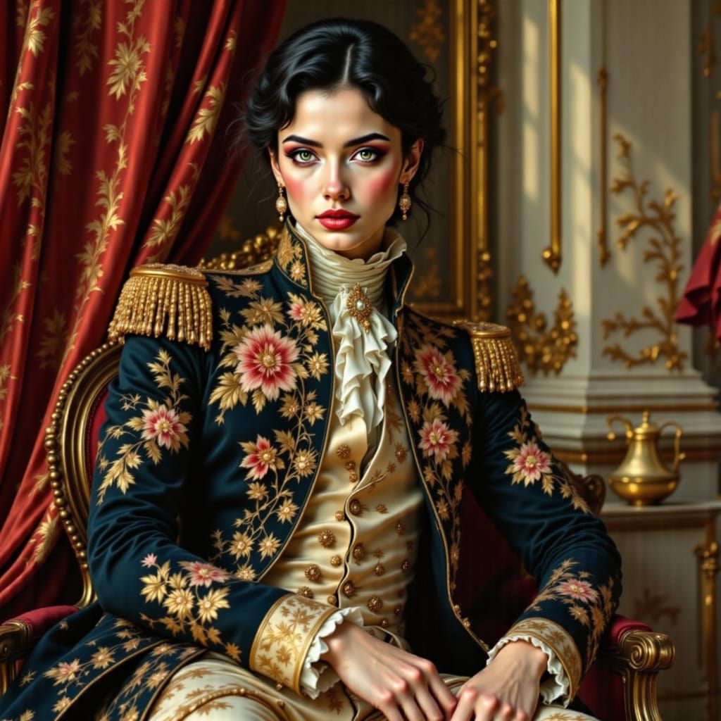 Regal Beauty in Baroque Gold Robes
