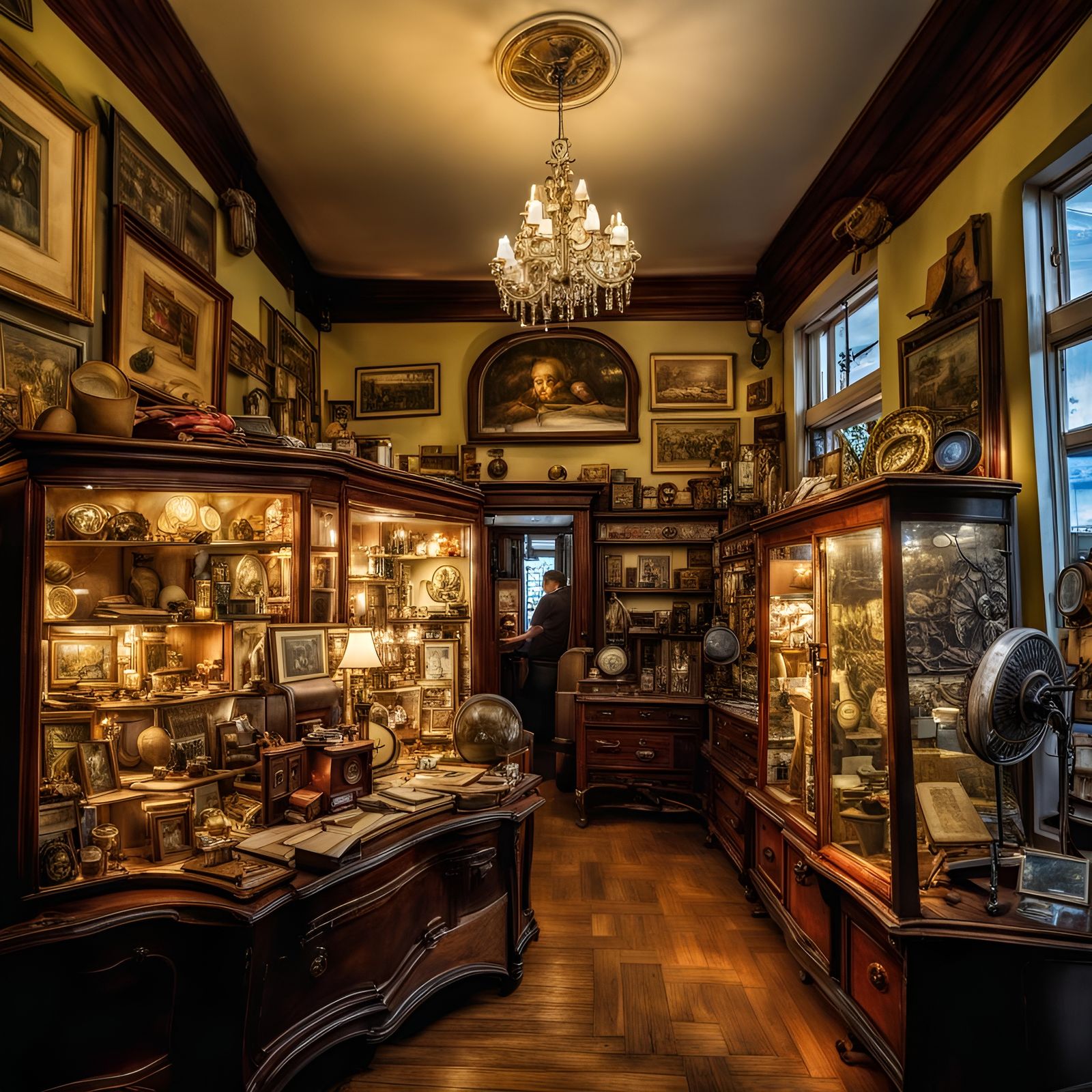 Vintage Antique Shop Clerk in 1920s Photograph