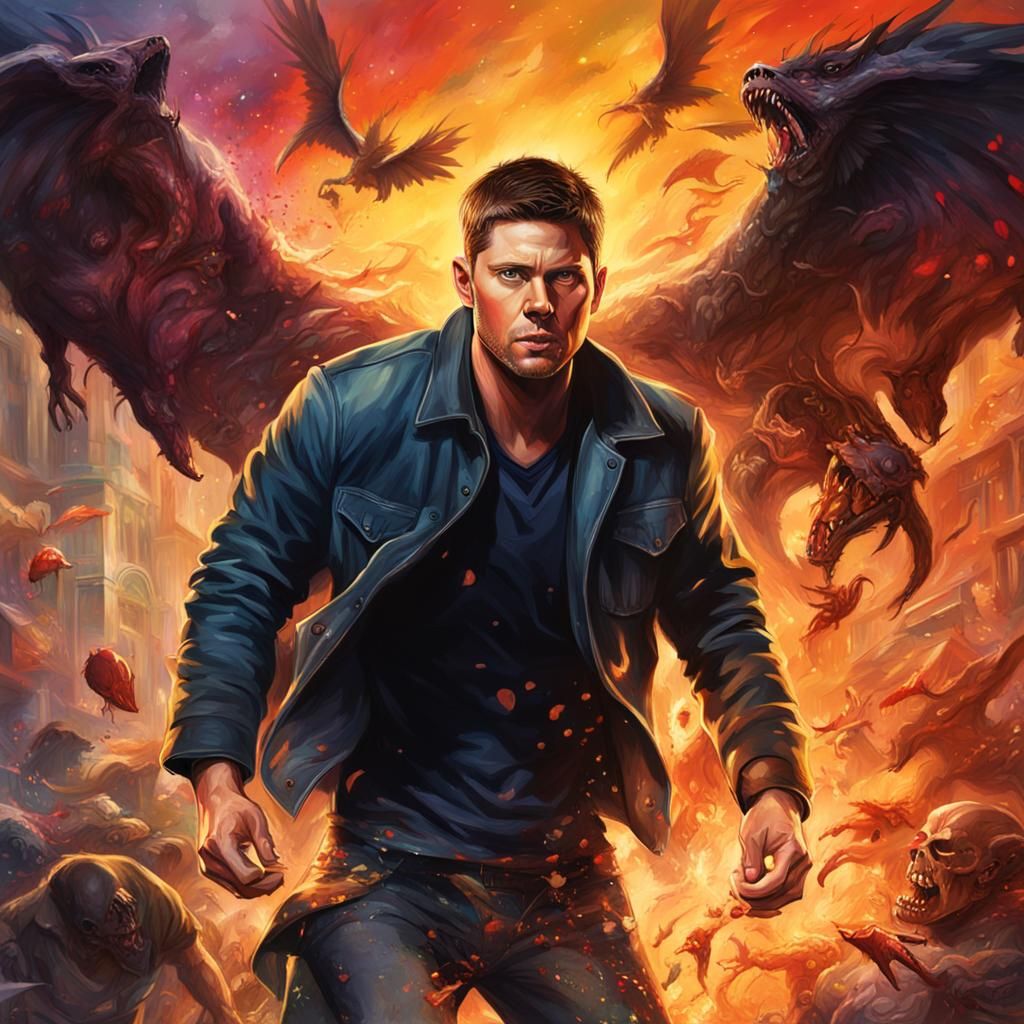 Dean Winchester Fighting Demons: Hyperrealistic Concept Art