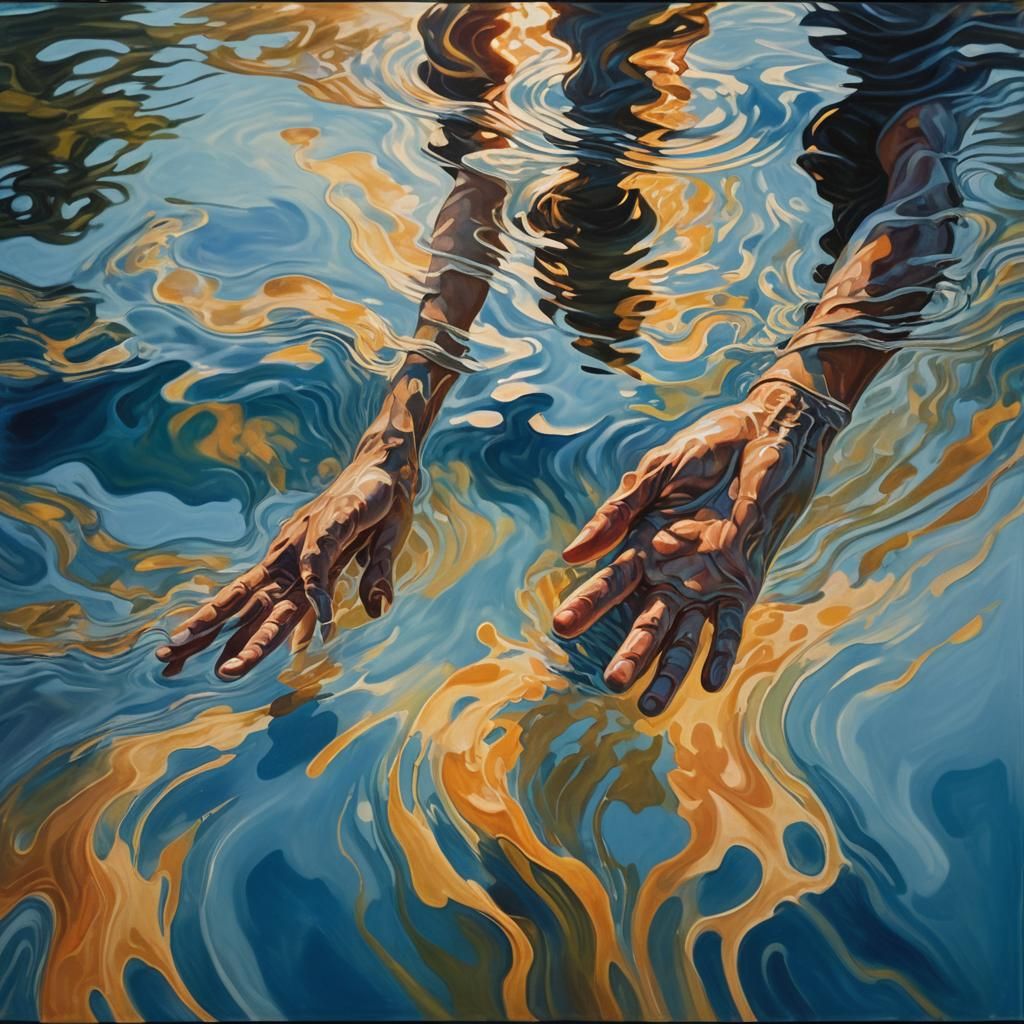 Surreal Figure Creates Ripples in Oil Painting