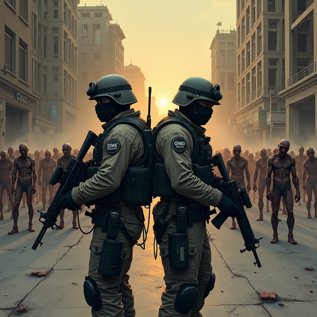 SWAT Team vs Zombie Horde in Ruined City