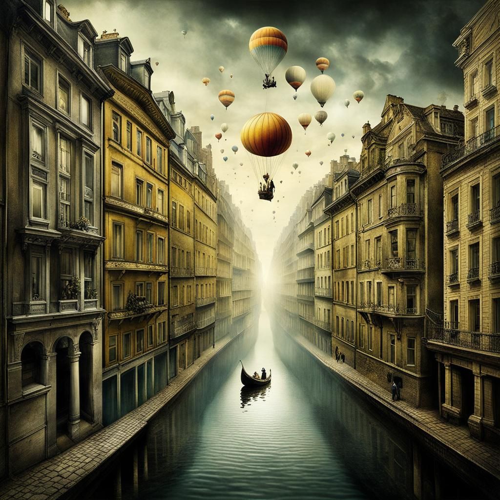 Surreal Double-Exposure Dreamscape in Escher Style