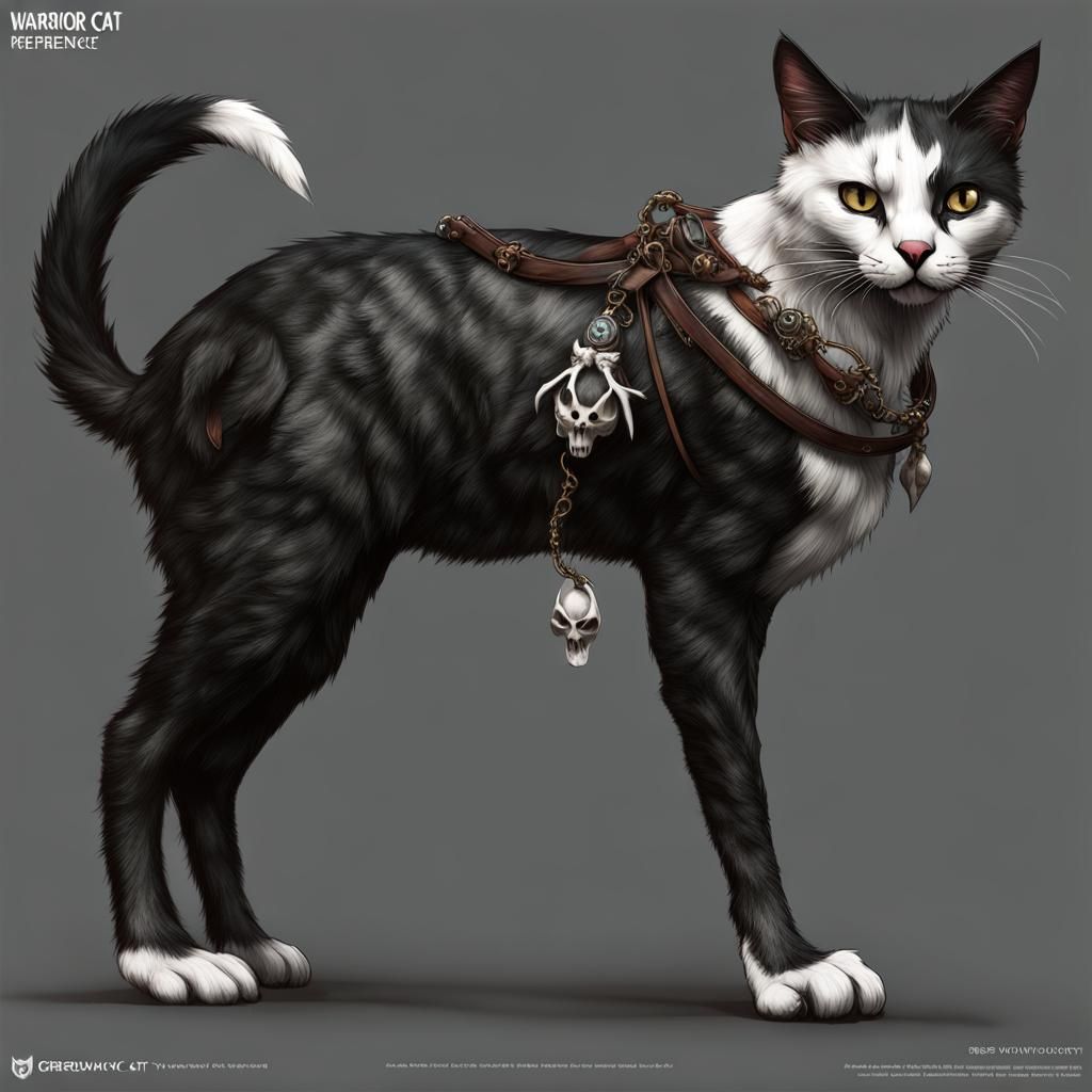 Feral Cat with Bird Skull: Dark Fantasy Concept Art