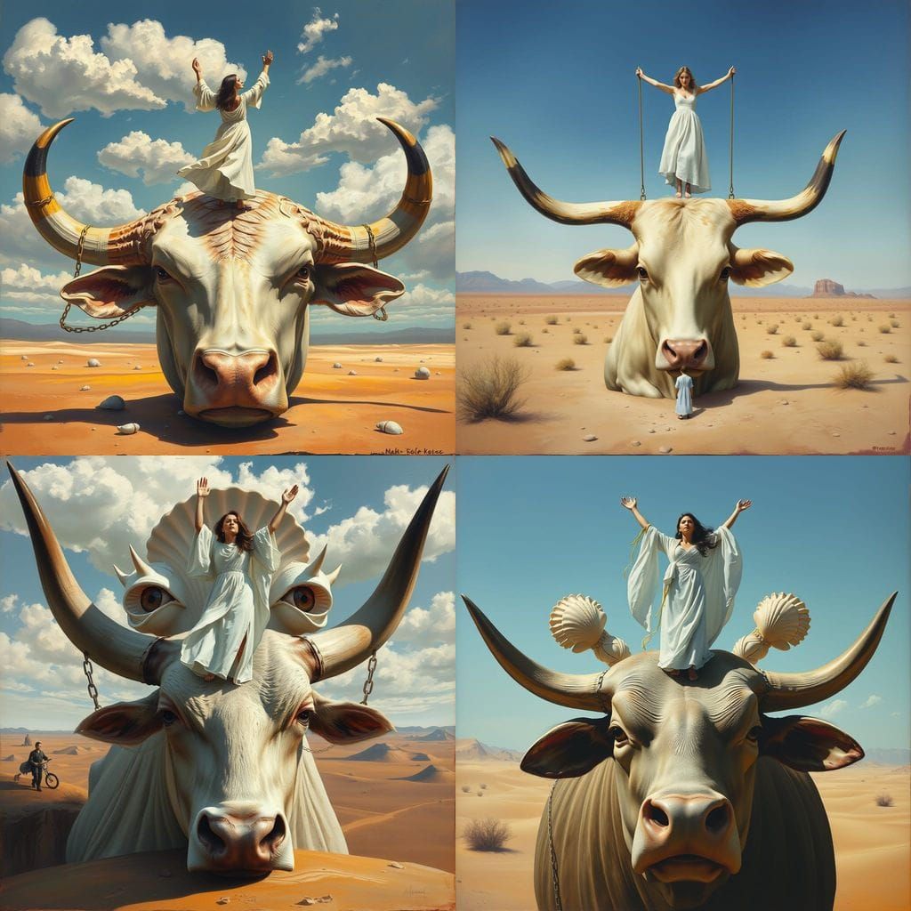 Surreal Desert Face Illusion in Oil Painting Style