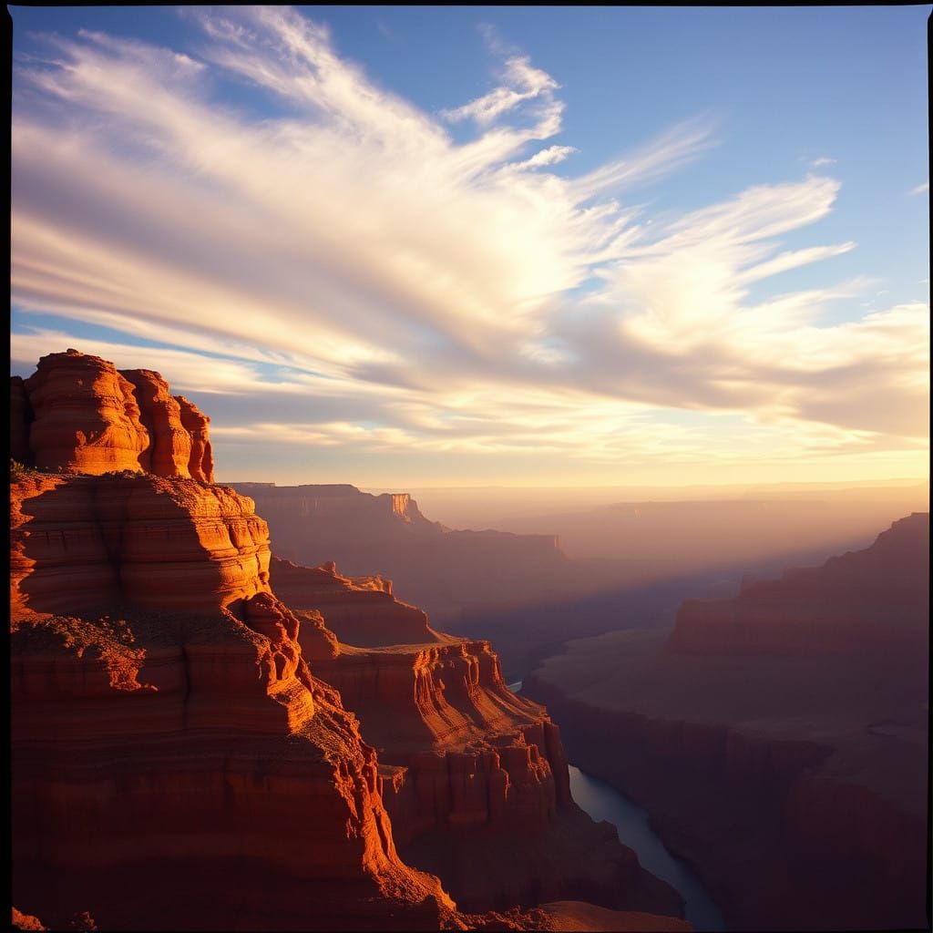 Grand Canyon Panorama in Warm Golden Hour Light