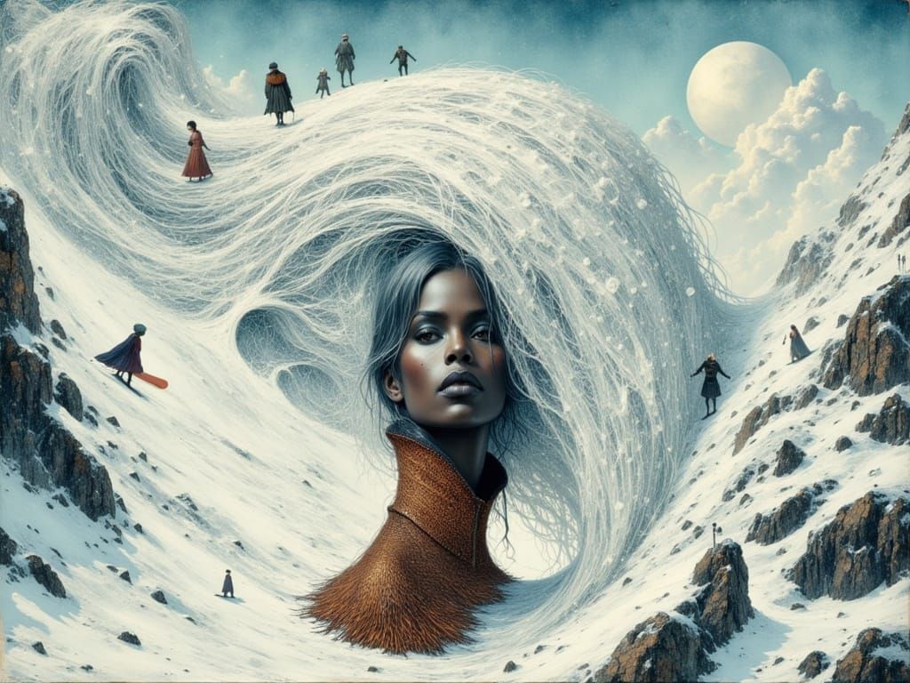 Snowy Mountain Hair: A Whimsical Winter Scene
