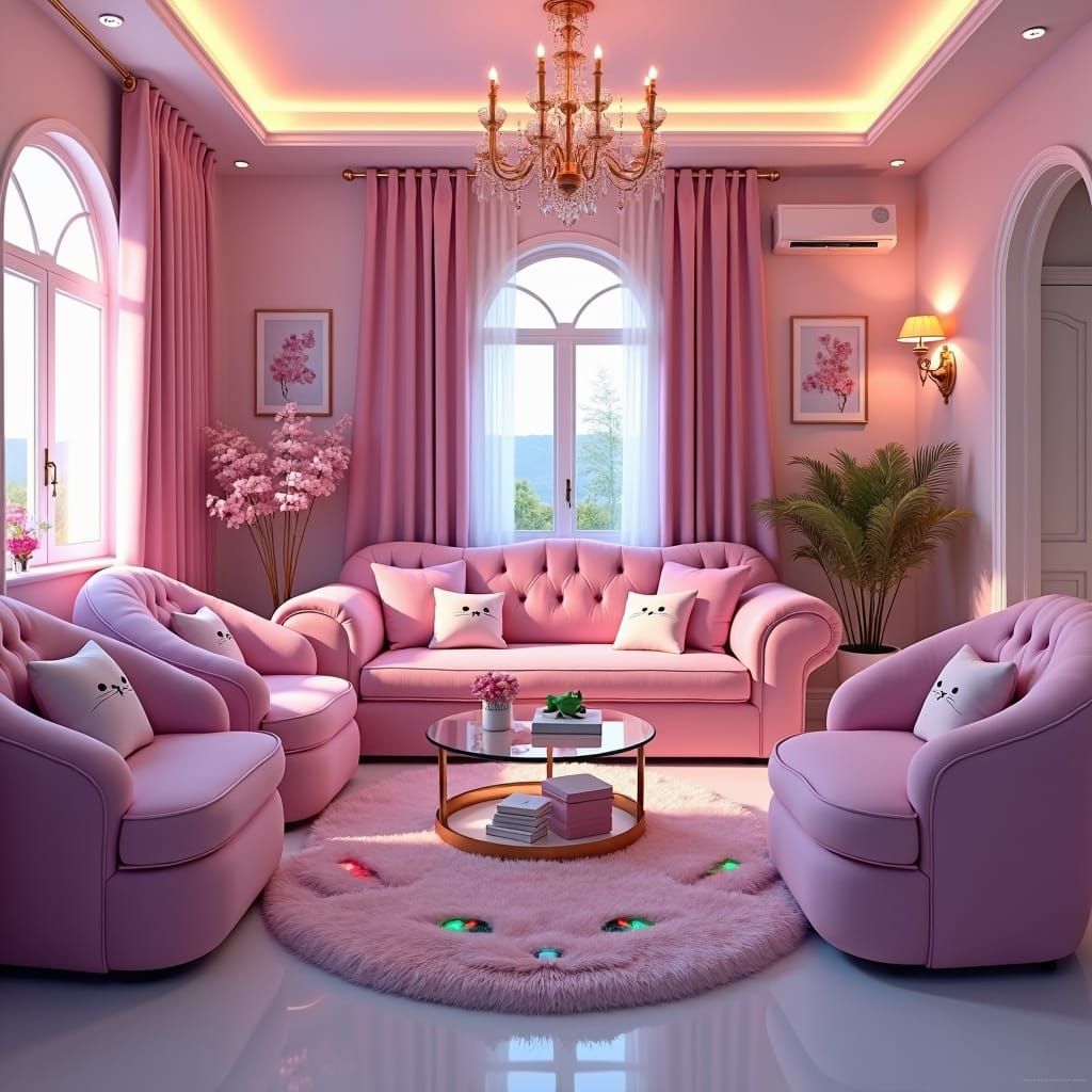 Cute pink living room