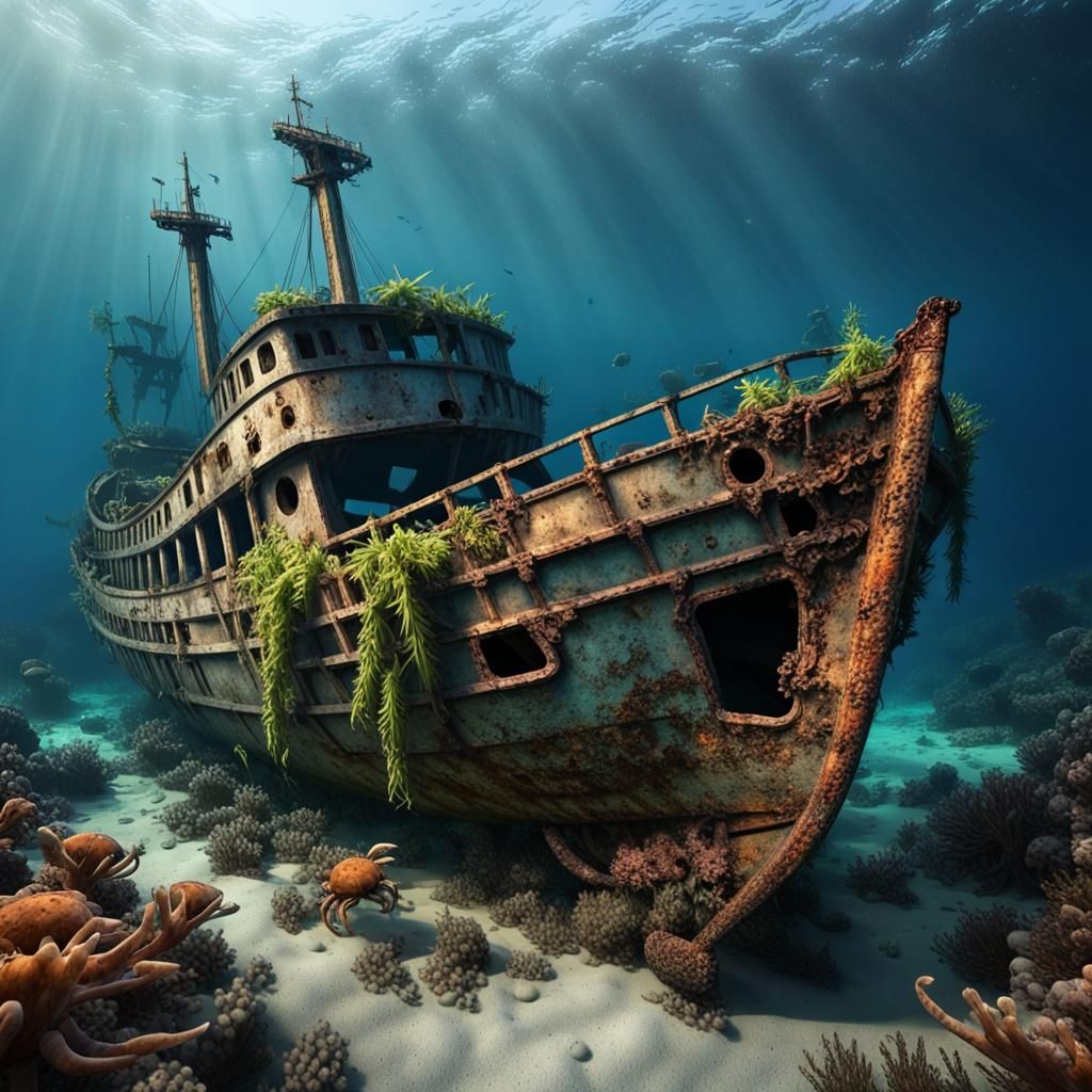 Underwater Shipwreck Garden Home to Marine Life