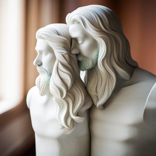 Marble Statue of Two Men Kissing