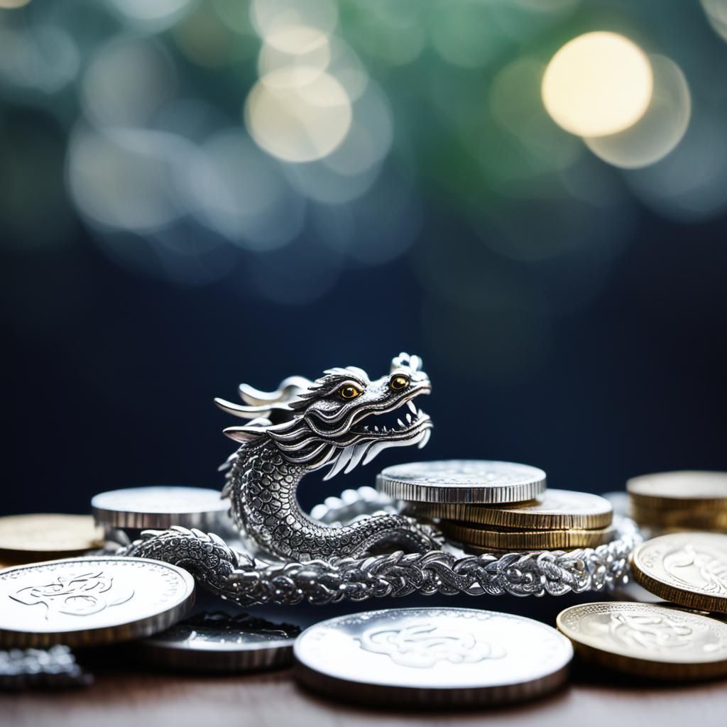 Silver Dragon with Crystal Accents in Surreal Style