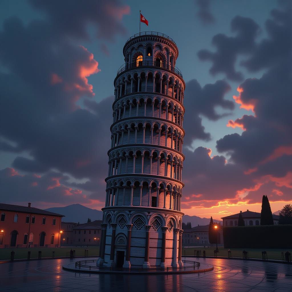 Chocolate Tower of Pisa in Digital Matte Painting
