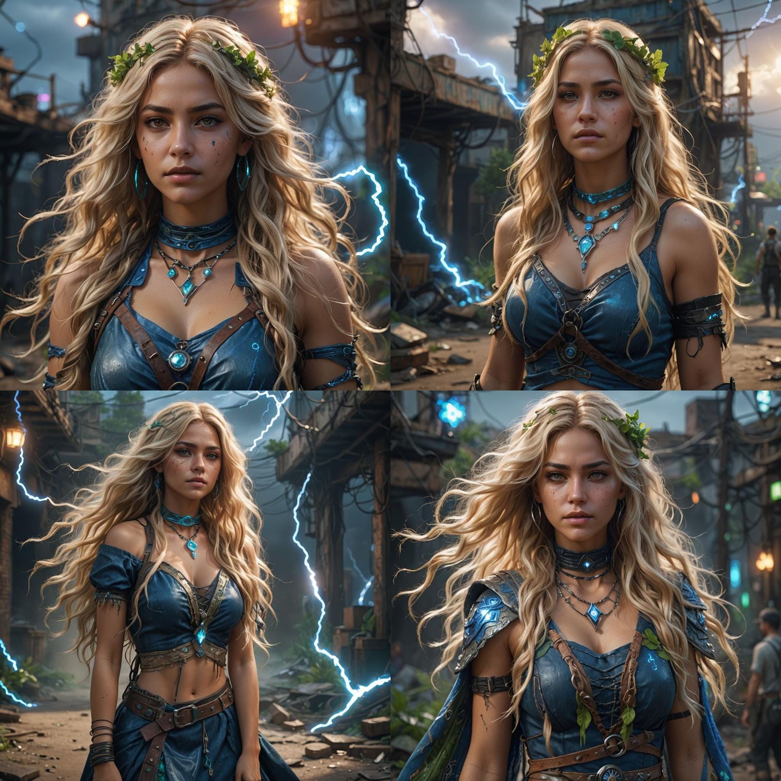 Post-Apocalyptic Latina with Lightning Aura