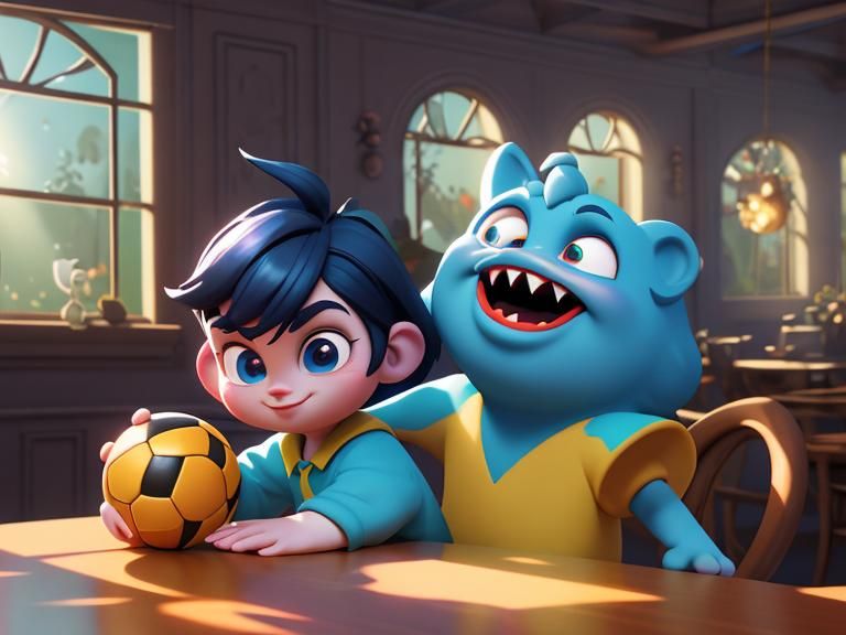 Whimsical Vampire Playground in Vibrant Pixar Style