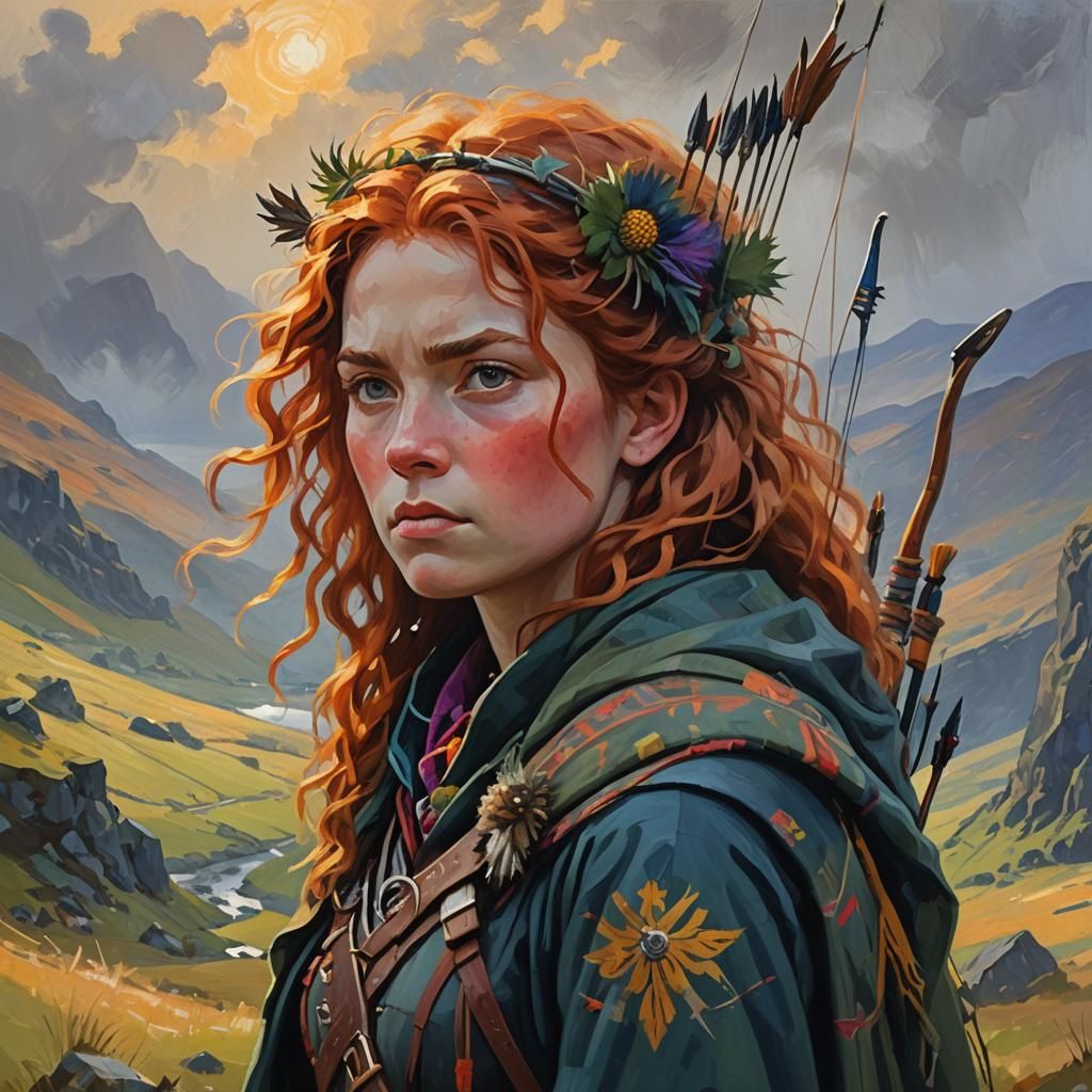 Fauvist Portrait of Merida in Scottish Highlands