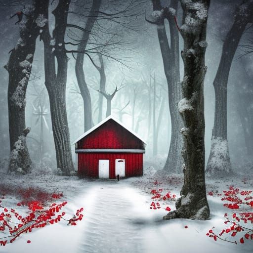 Blizzard in Overgrown Forest: Detailed Matte Painting