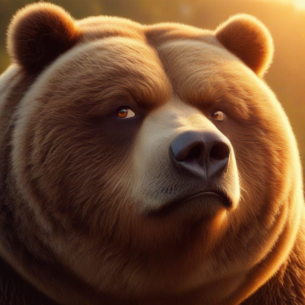 Sarcastic Kodiak Bear Portrait in Morning Sunrise