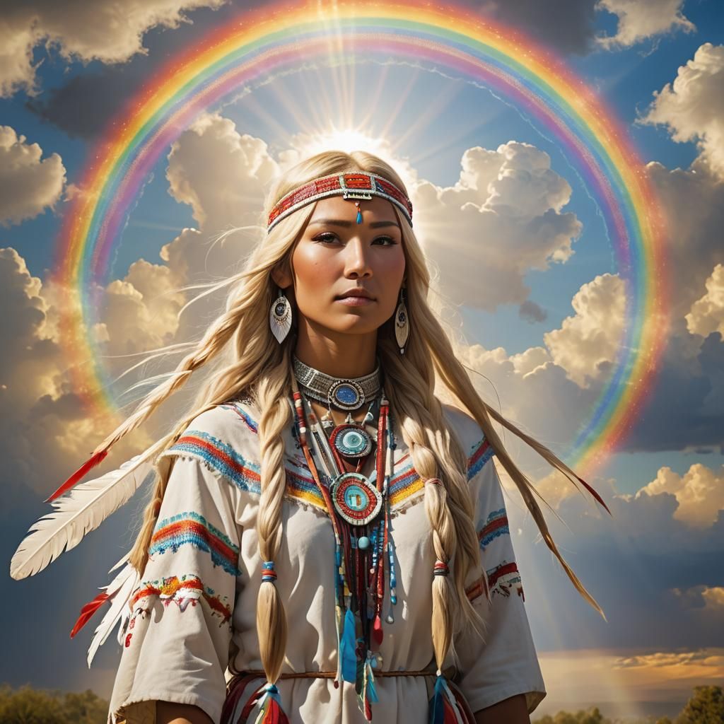 Radiant Native American Princess in Divine Light