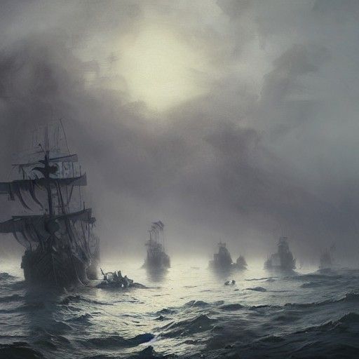 Sinister Ghost Pirate Fleet Painting