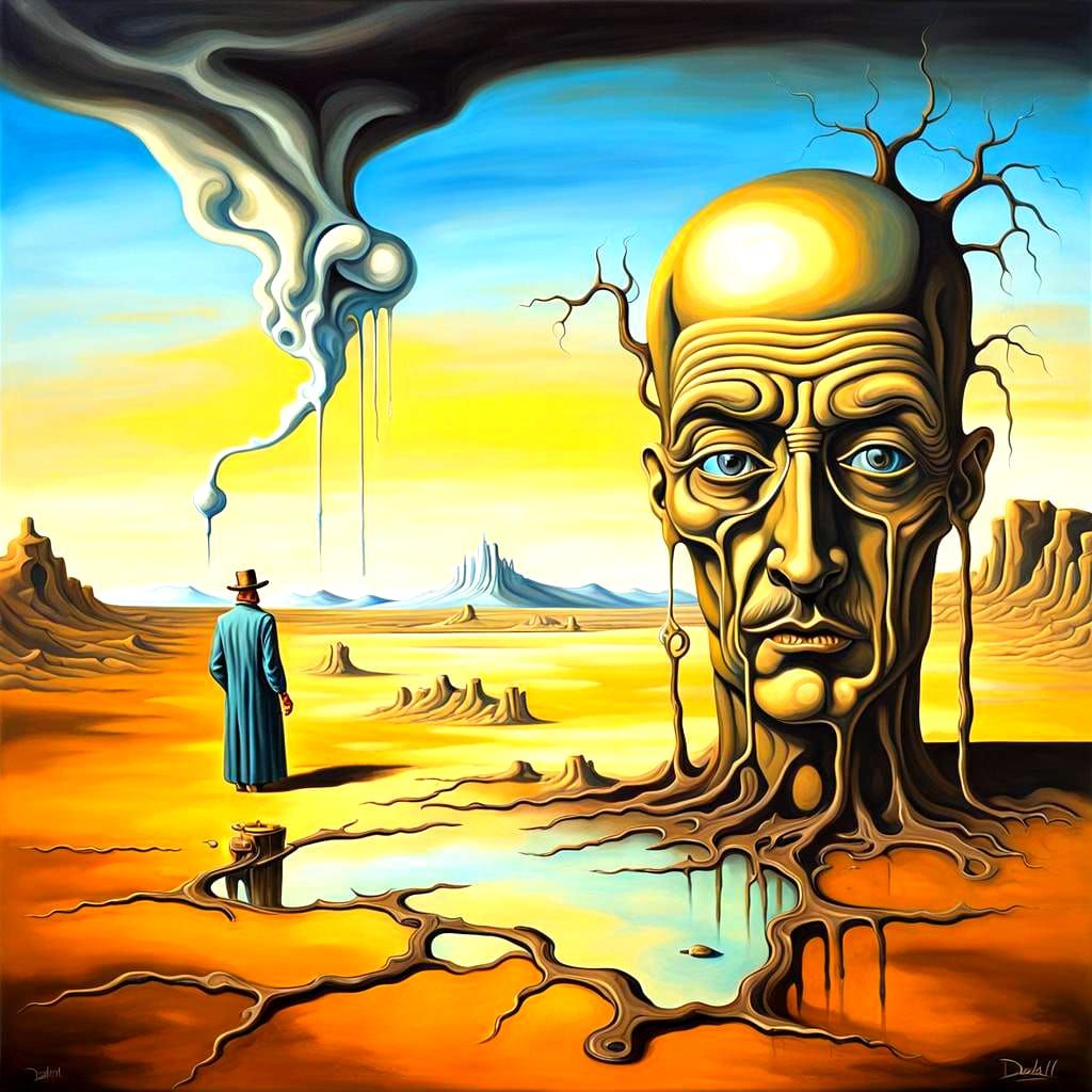 Surreal Wasteland Wanderer in Dali Style