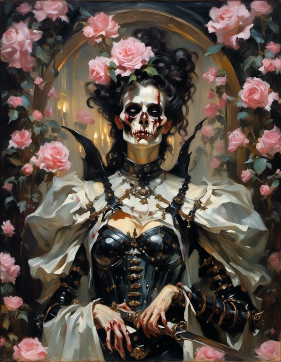 Macabre Death Knight Portrait in Gothic Horror Style