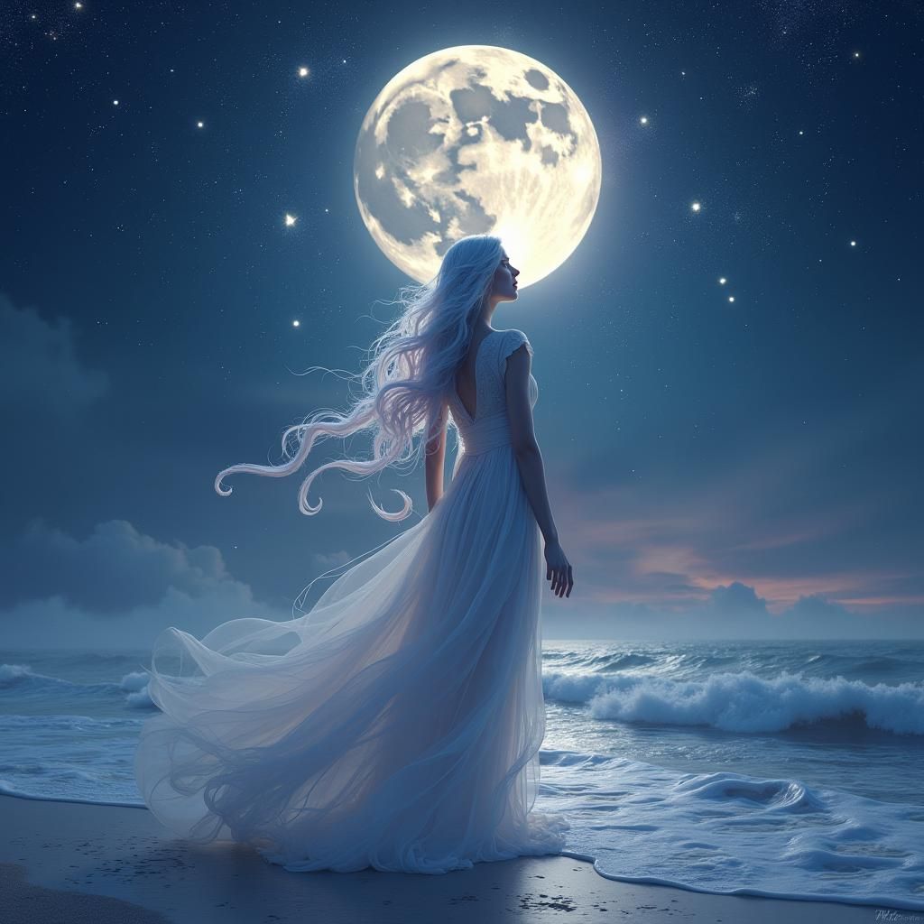 Mystical Cancer Woman on Dreamy Shore