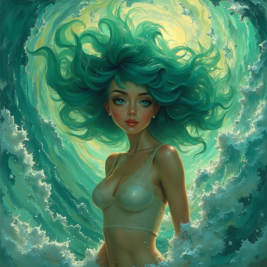 Ethereal Goddess in Vintage Pin-Up Style