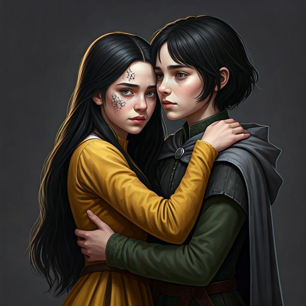 Medieval Sisters Reunite in a Warm Embrace
