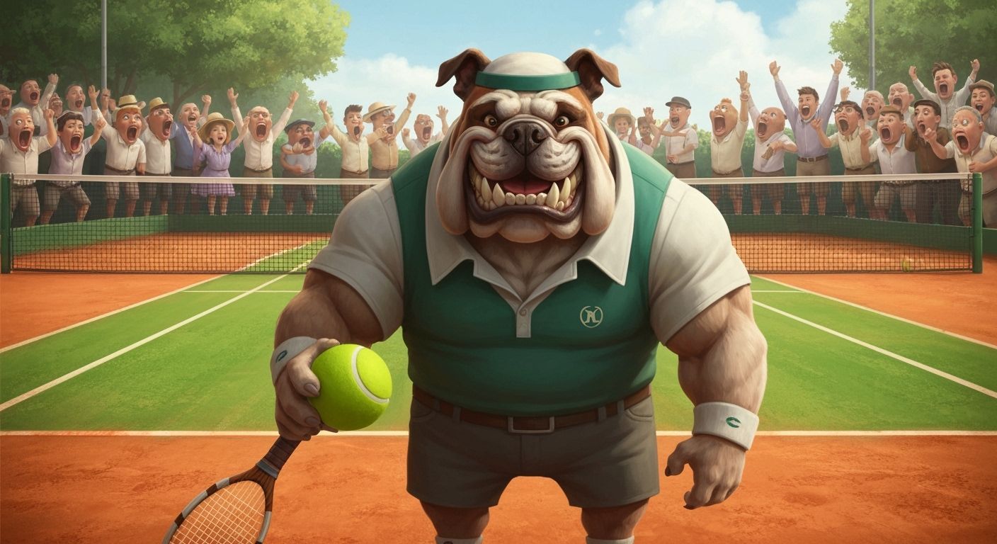 Bulldog Tennis Player at Wimbledon, Digital Art