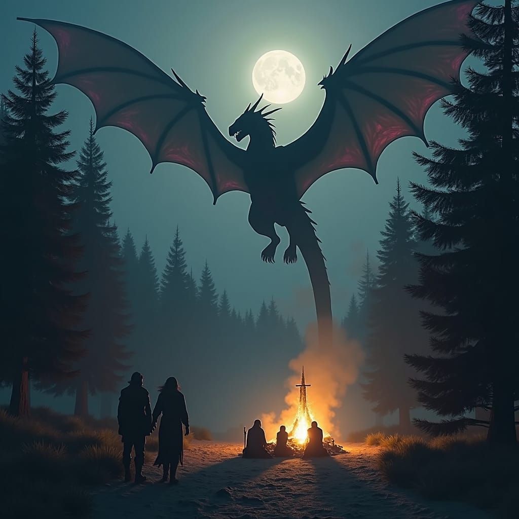 Black Dragon Descent: Fantasy Art in 8k Resolution