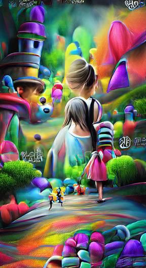 Colorful Wonderland of Imaginary Friends in Abstract Art