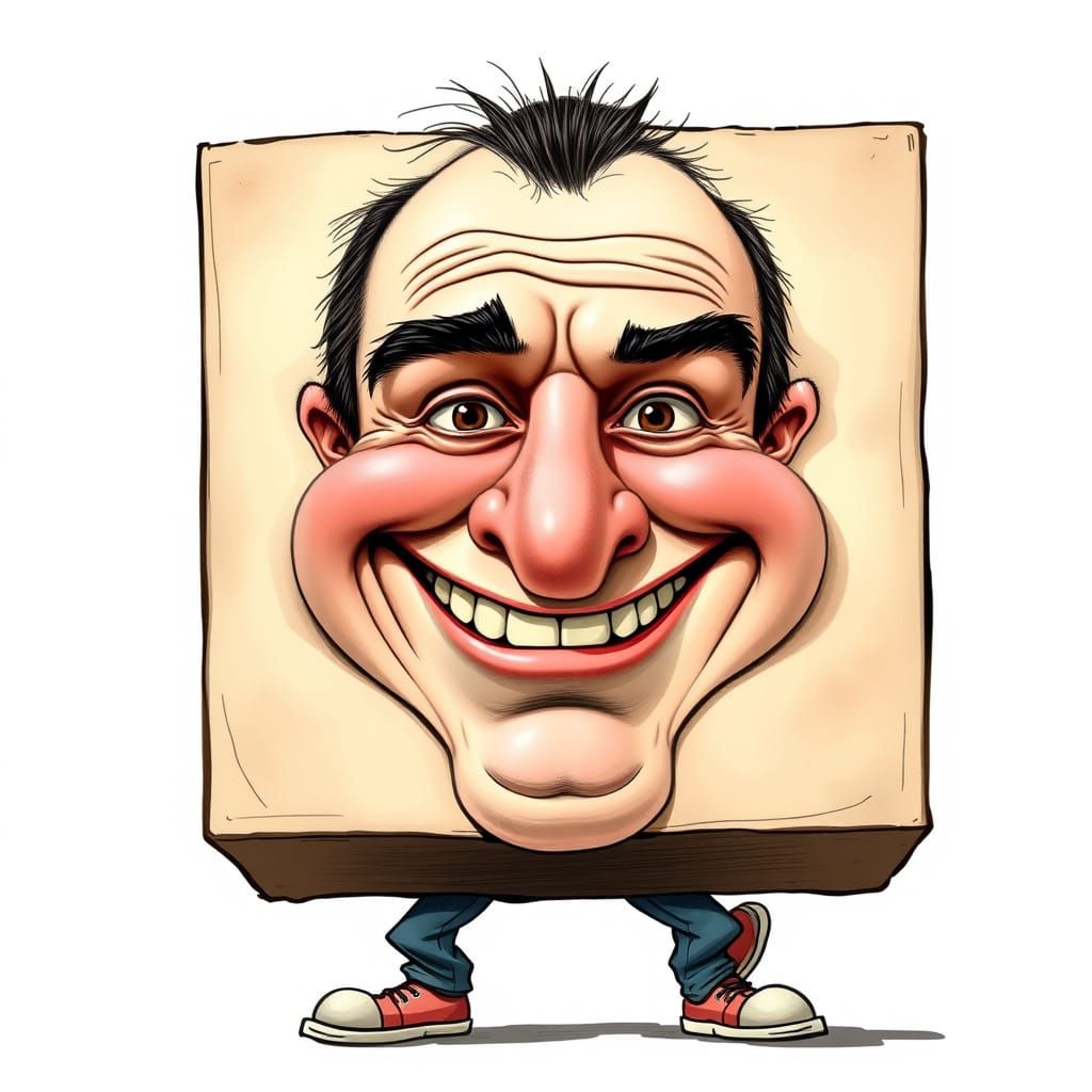 Humorous Cubic Portrait of a Stout Man