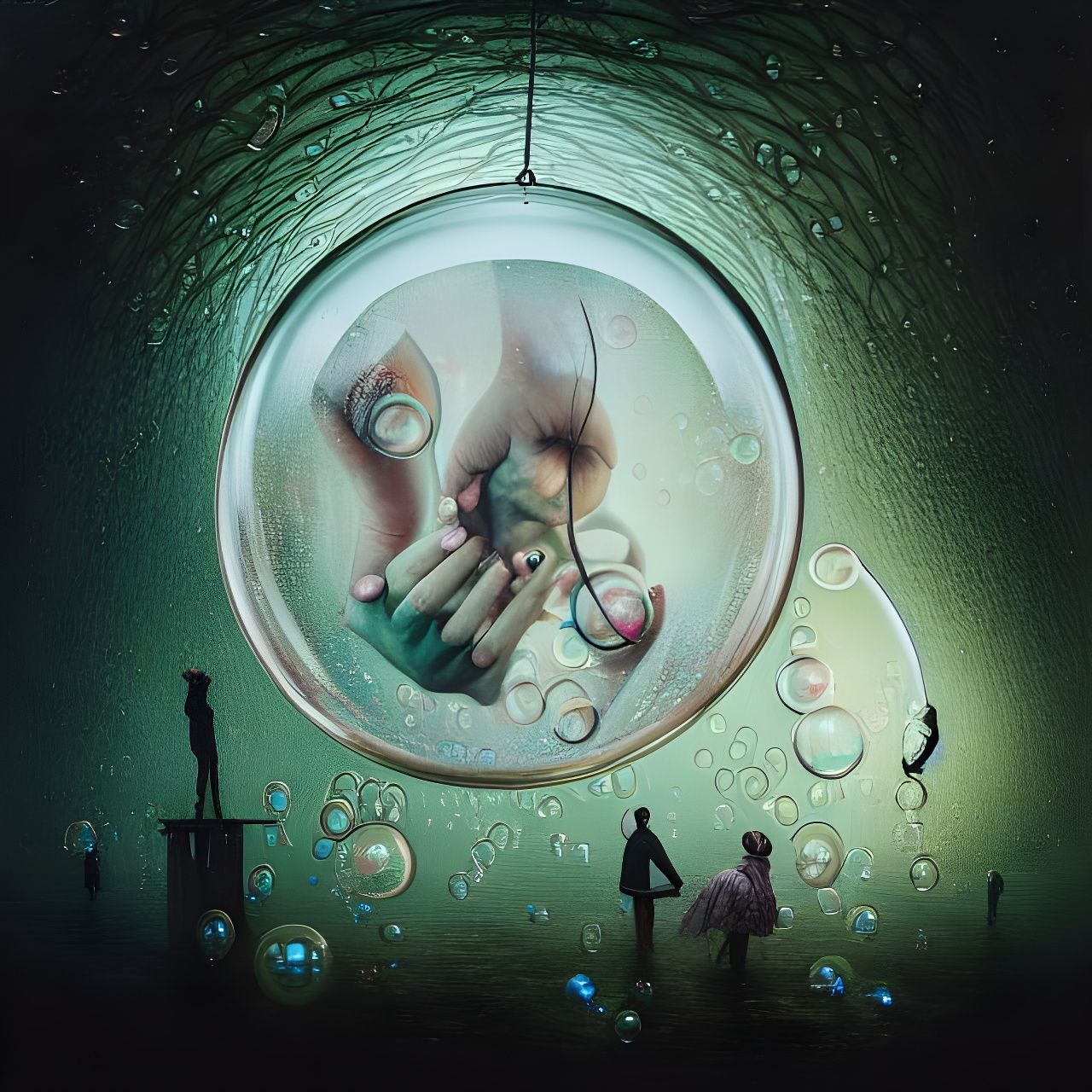 People Inside Metallic Bubbles: Paranormalpunk Painting