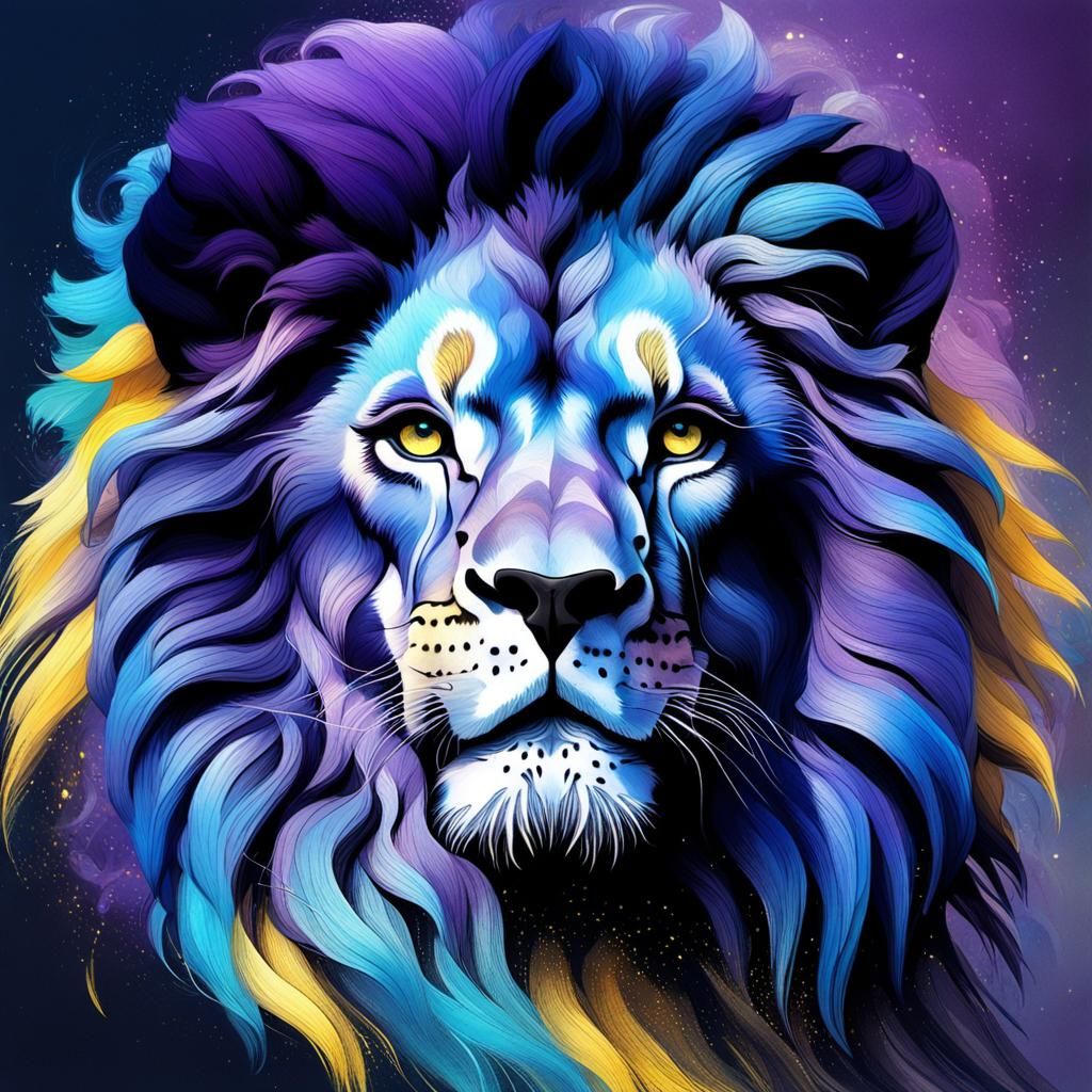 Captivating Female Figure with Lion in Chalk Pastel